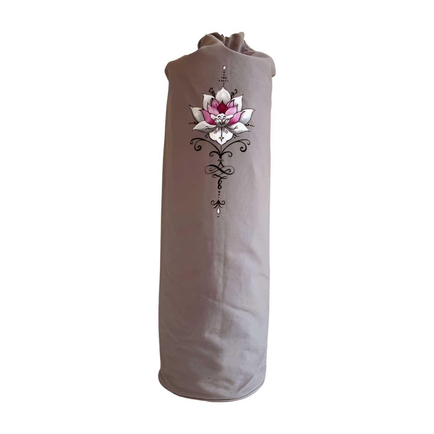 Sac tapis yoga, gris avec une fleur de lotus peinte à la main  par Elles et No.