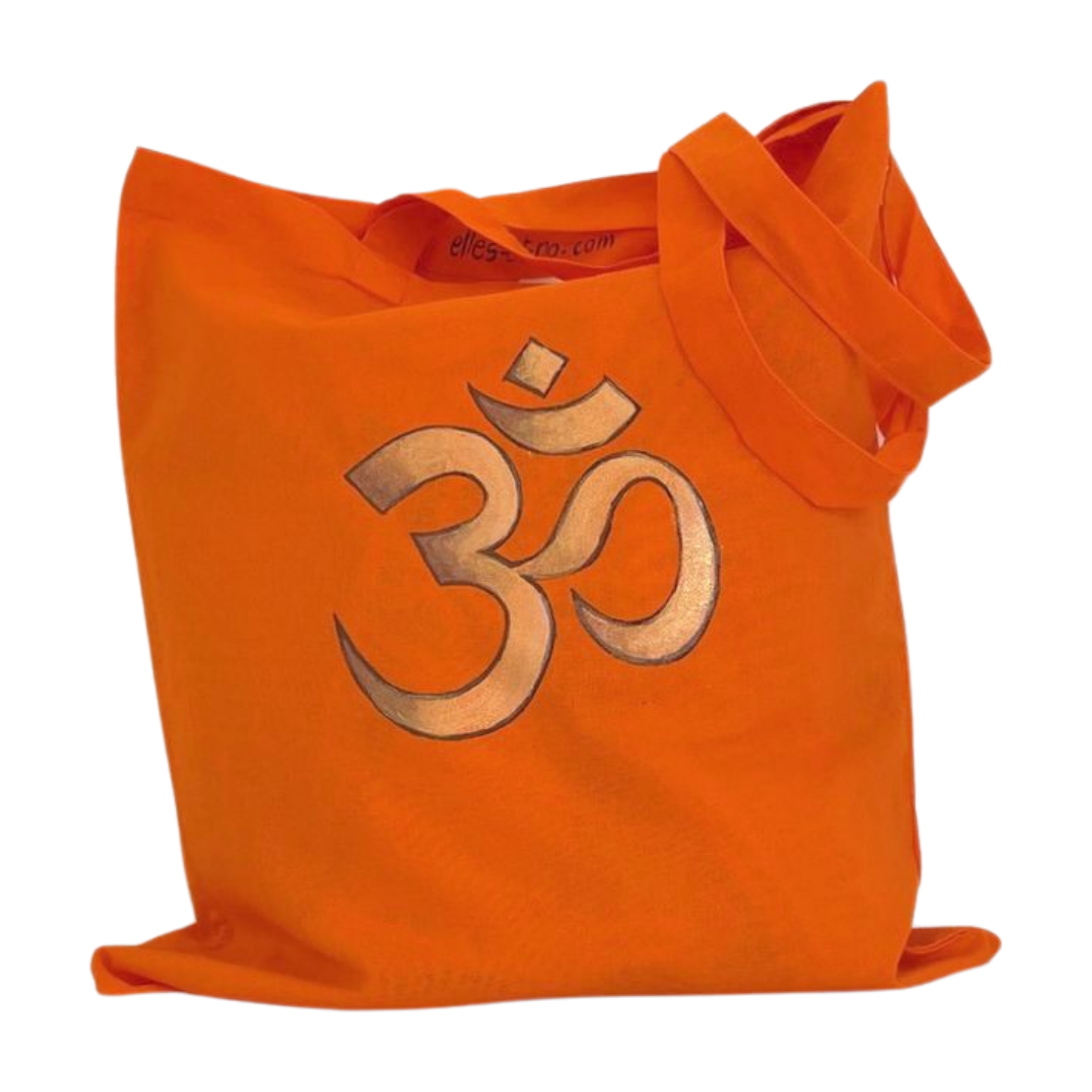 symbole hindouiste  peint à la main sur un tote bag orange (1)