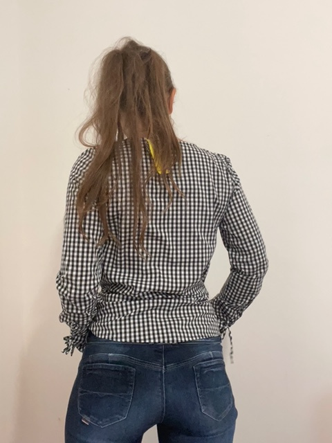 chemise pied-de-poule avec des roses peintes à la main par Elles et No.