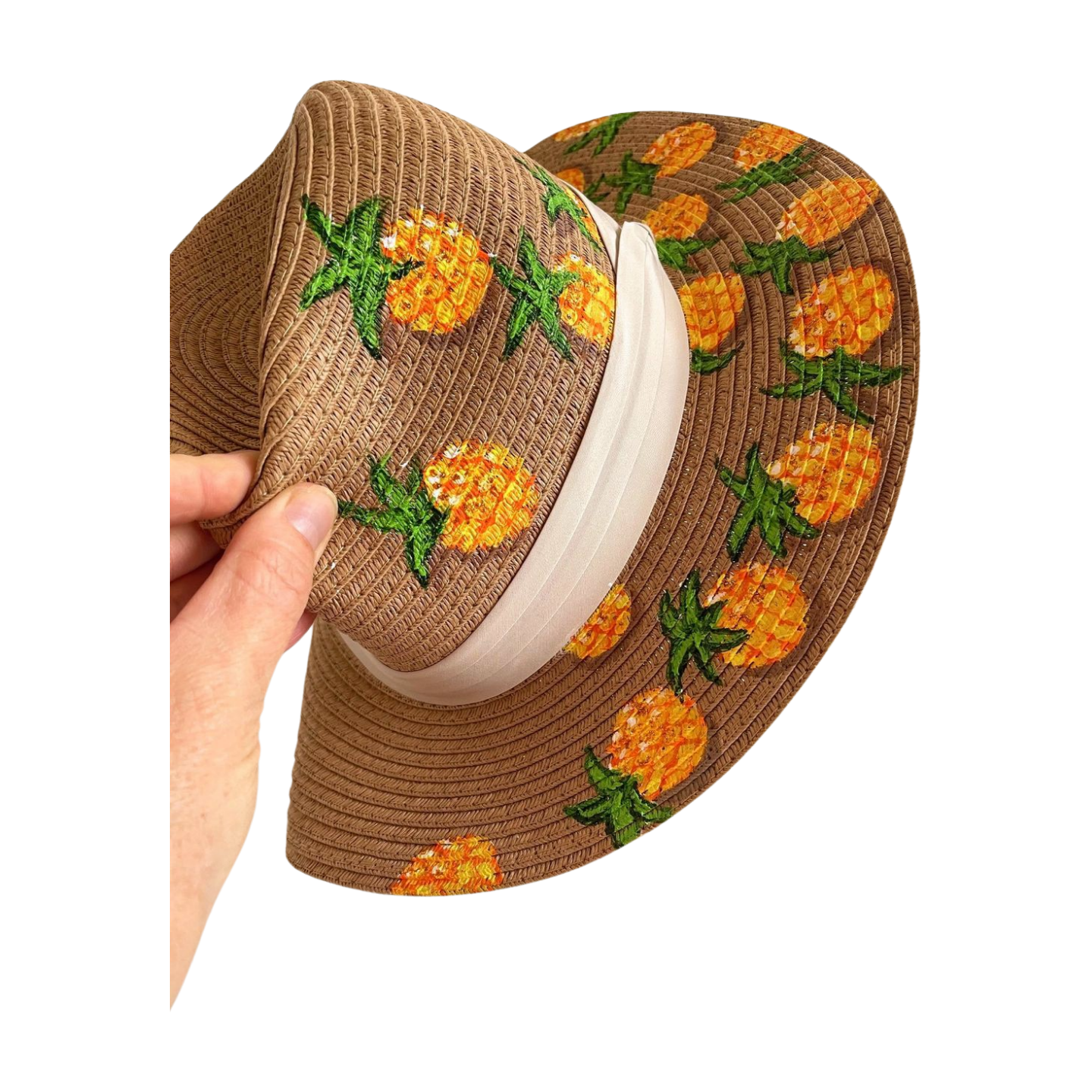 chapeau panama avec ananas peints à la main (2)