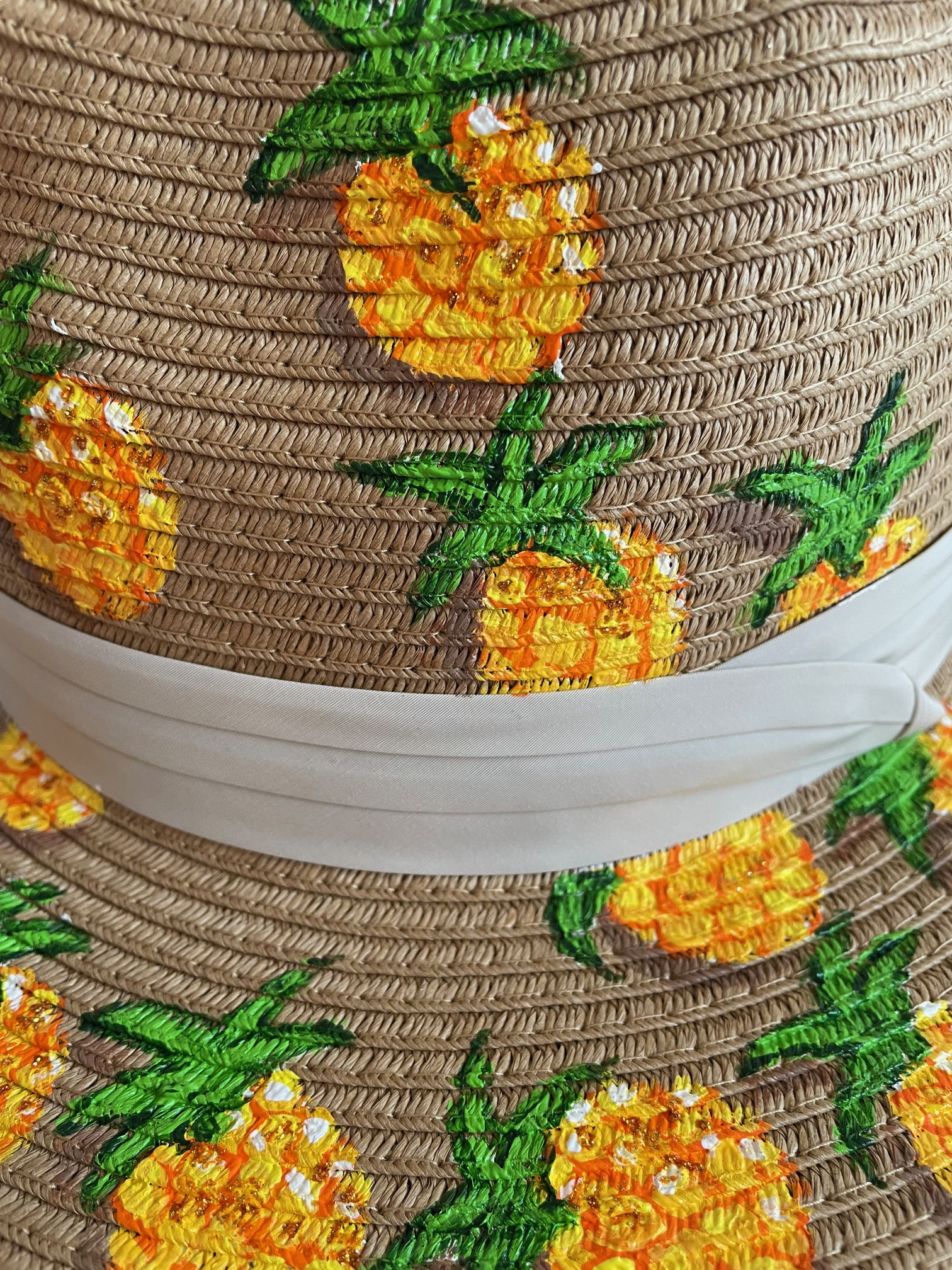 chapeau panama avec ananas peints à la main (6)