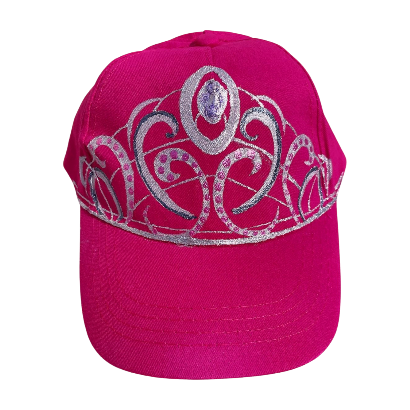 casquette rose enfant avec une couronne peinte à la main par Elles et No.