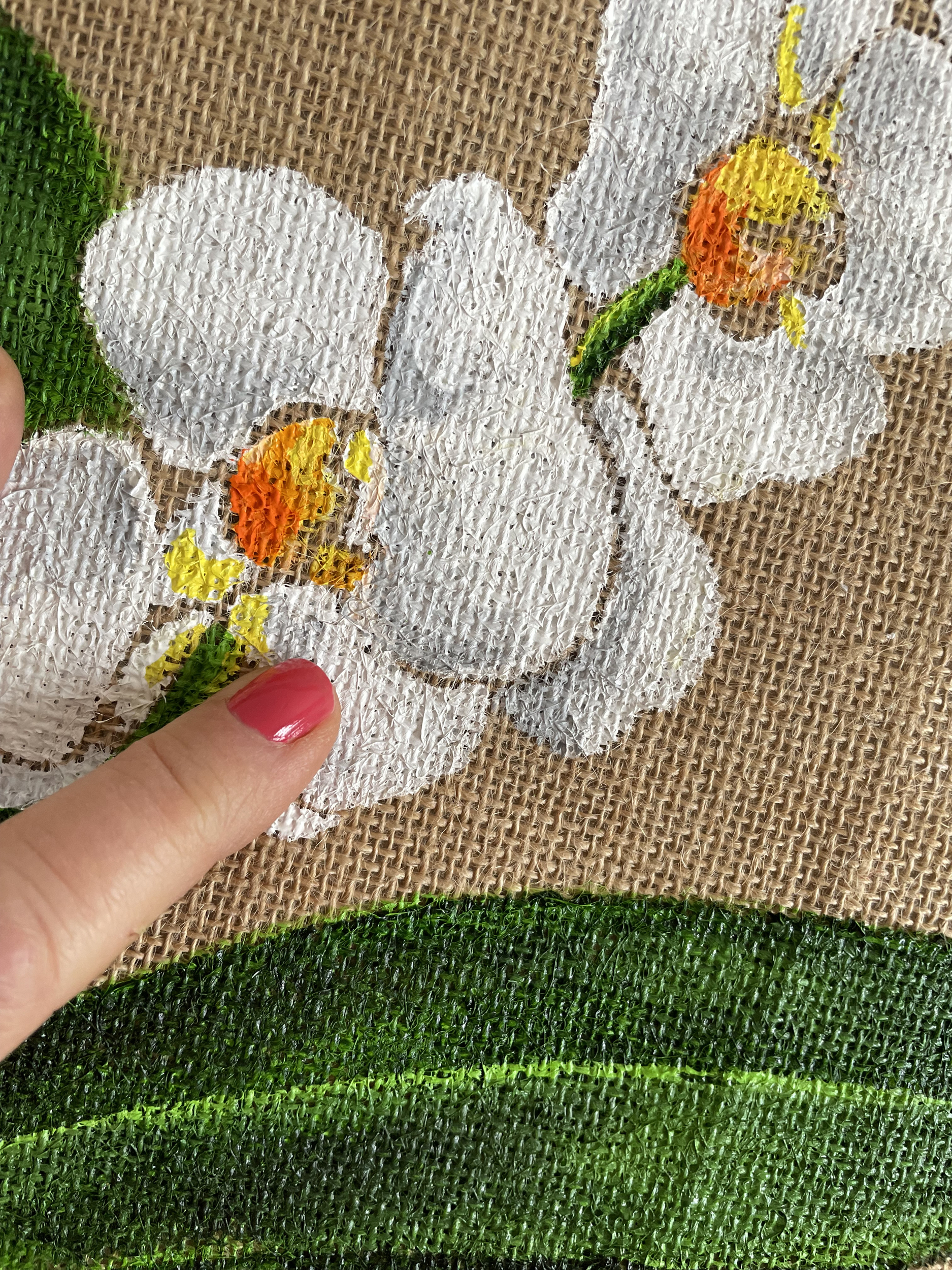 Elles et No. grand sac en jute avec orchidées peintes à la main par Elles et No.
