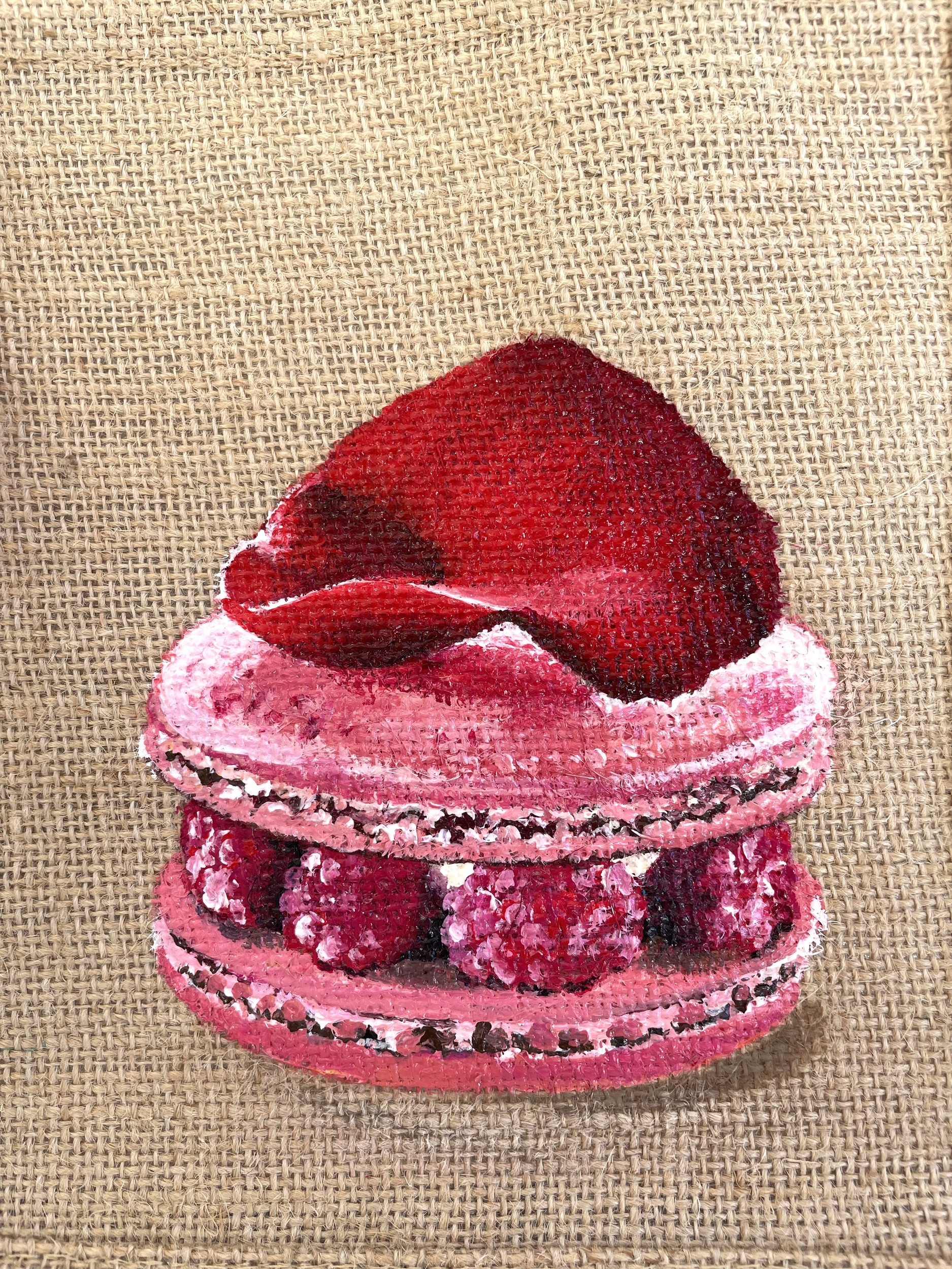 sac en jute avec un gâteau Ispahan peint à à la main par Elles et No.