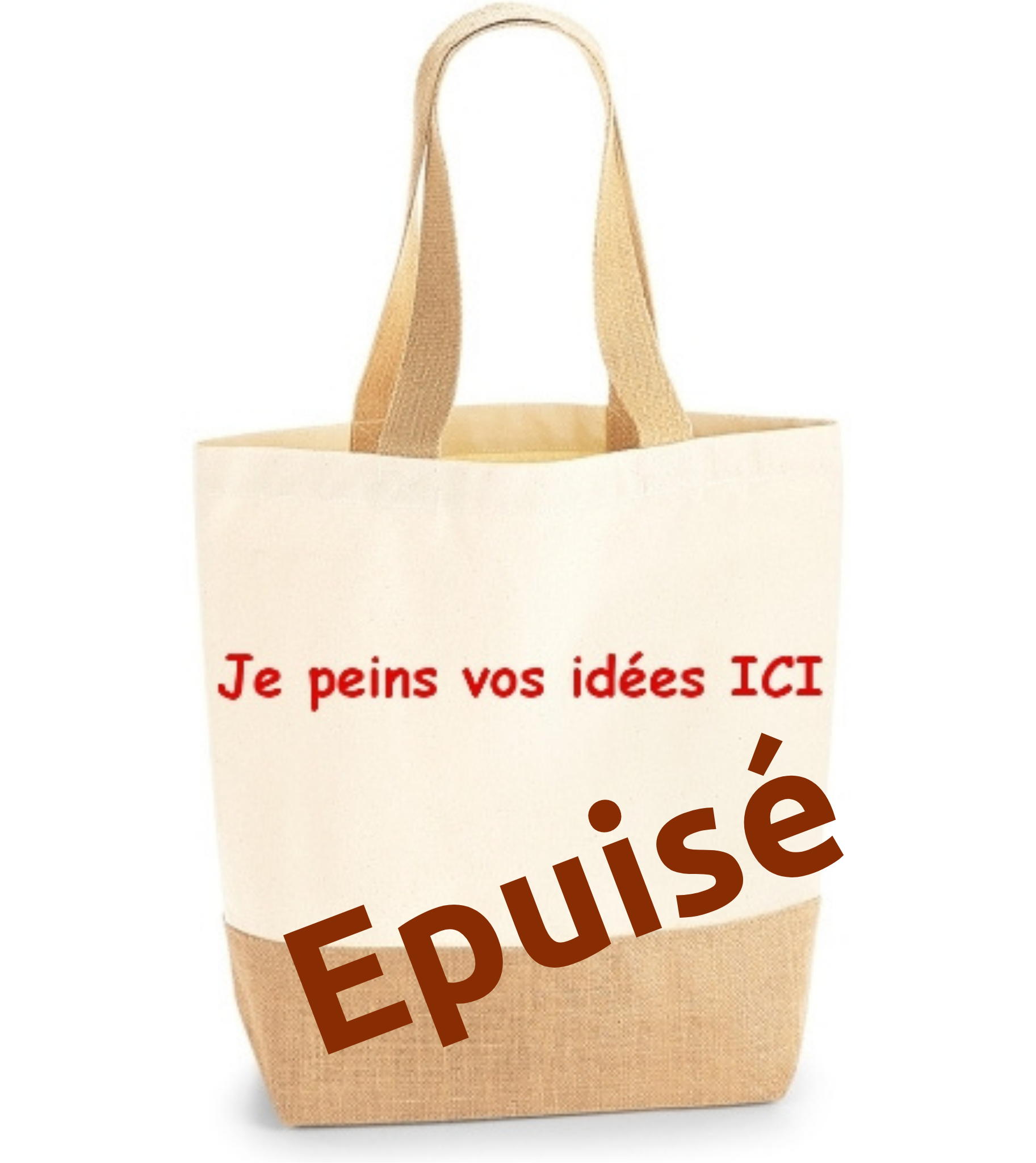 Sac en jute et coton a personnaliser à la main par Elles et No.