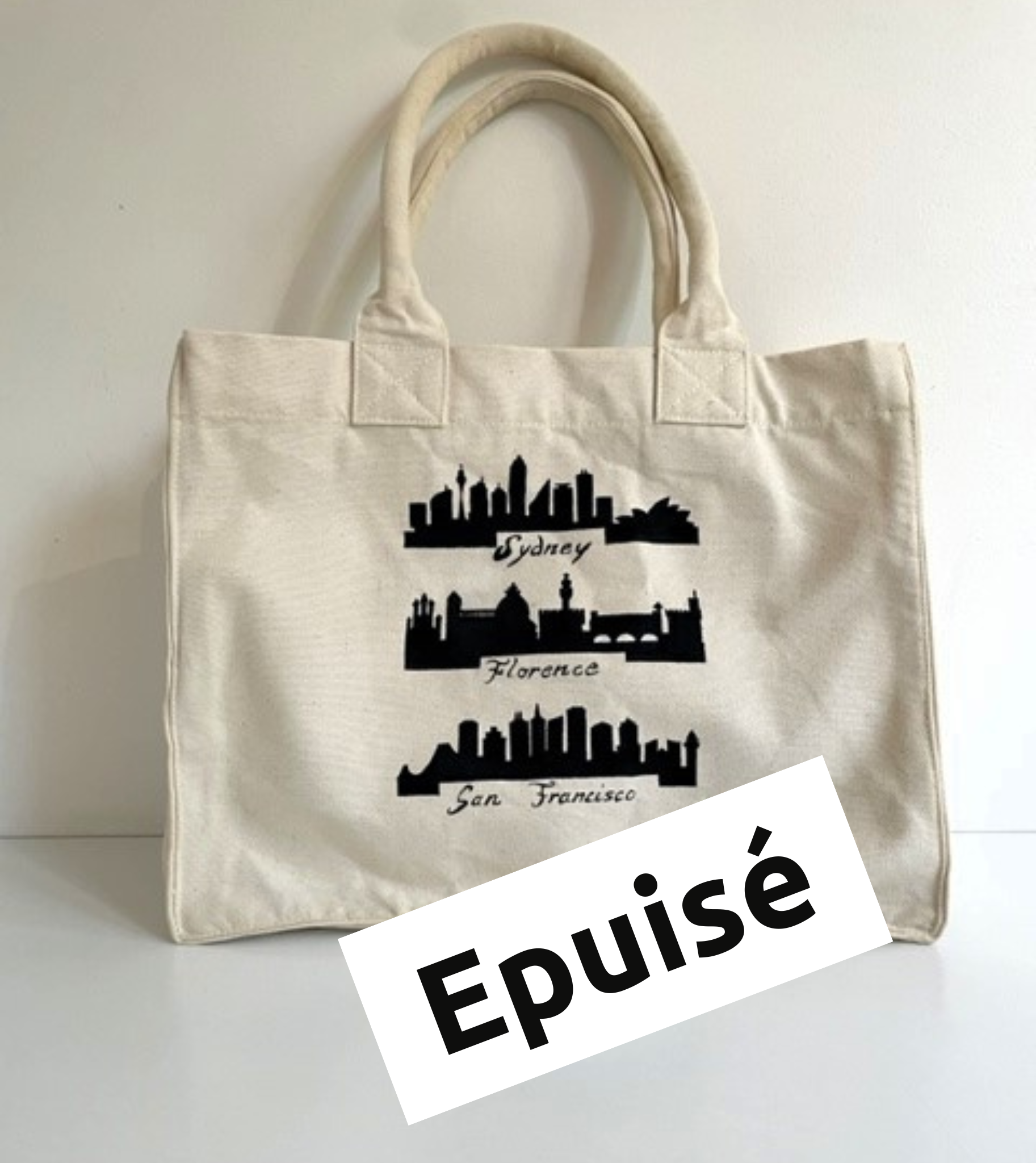 sac en coton avec des skylines peintes à l amain par Elles et No.