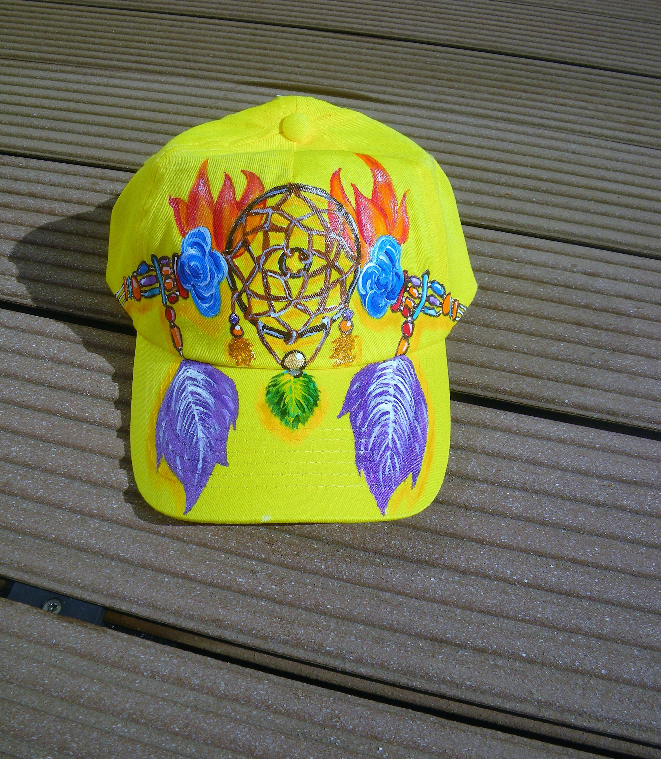 casquette enfant jaune attrape-rêves