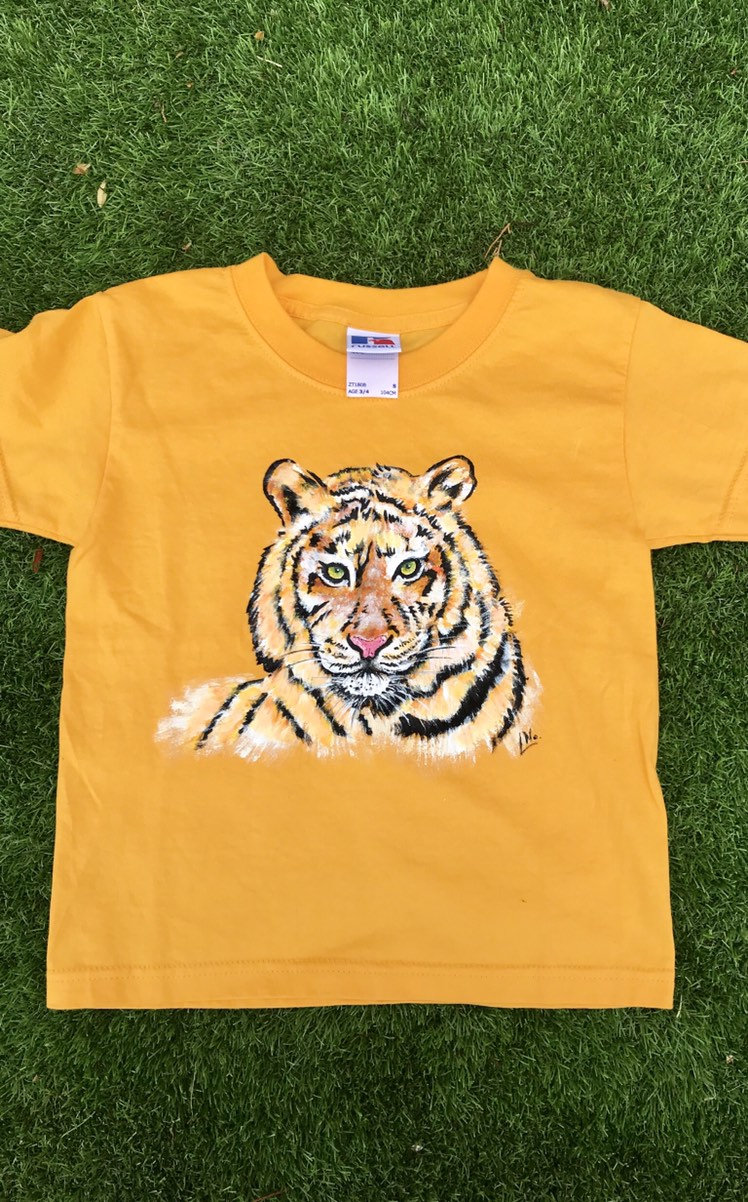 t-shirt enfant jaune tigre