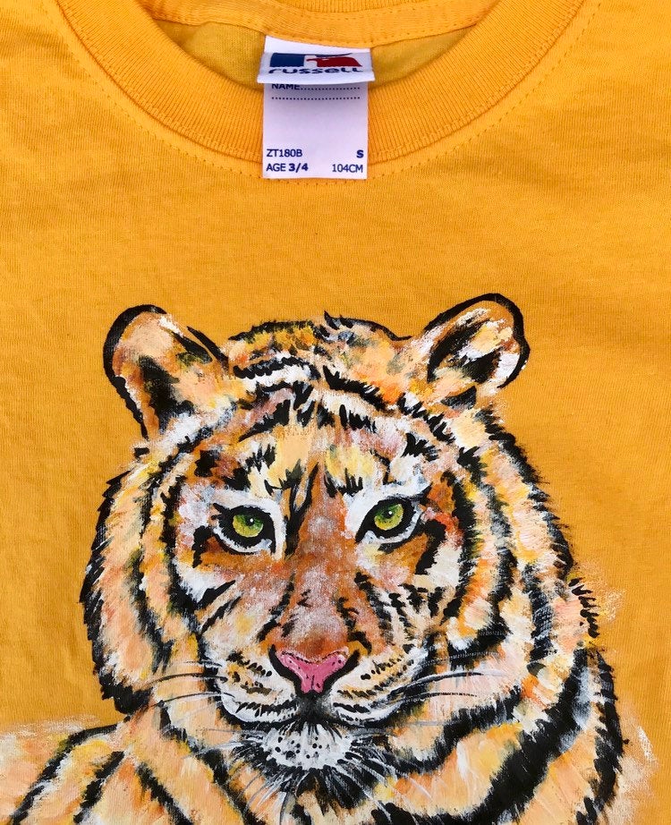 t-shirt enfant jaune tigre
