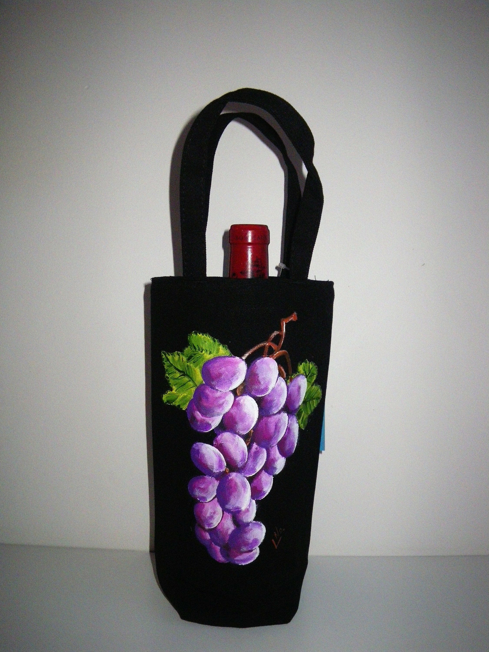 sac à bouteille avec grappe mauve