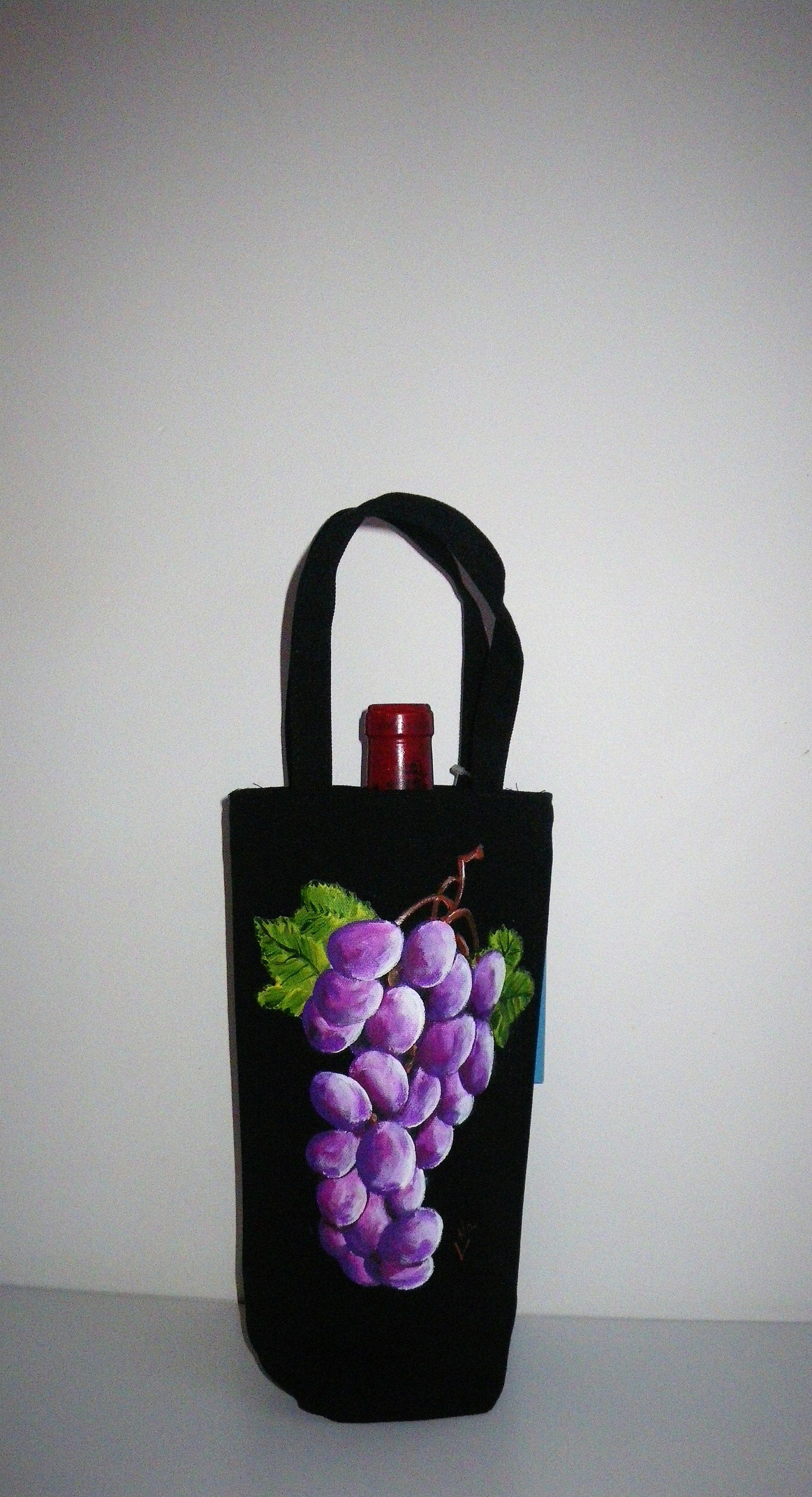 sac à bouteille avec grappe mauve