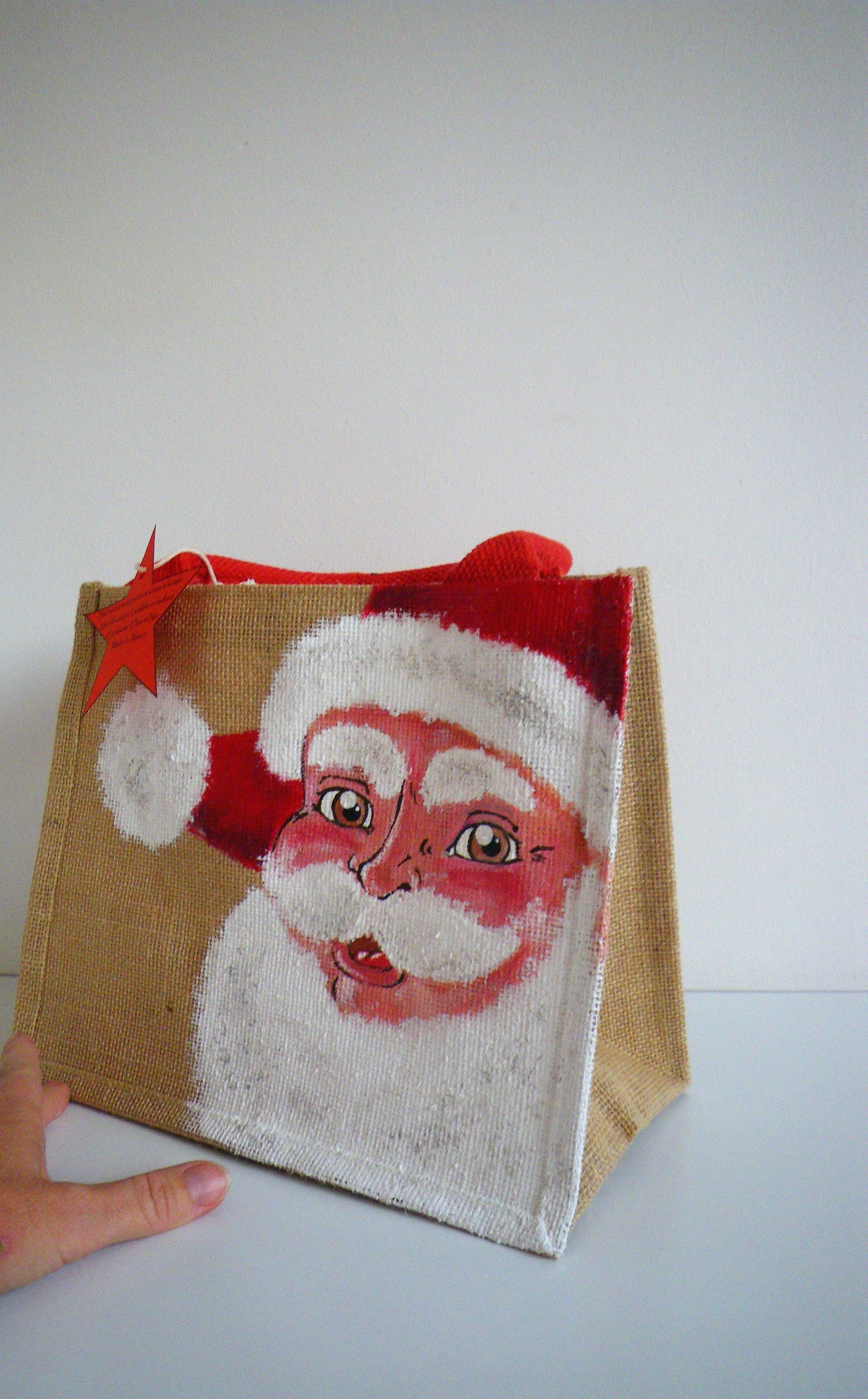 petit sac en jute avec Père Noël