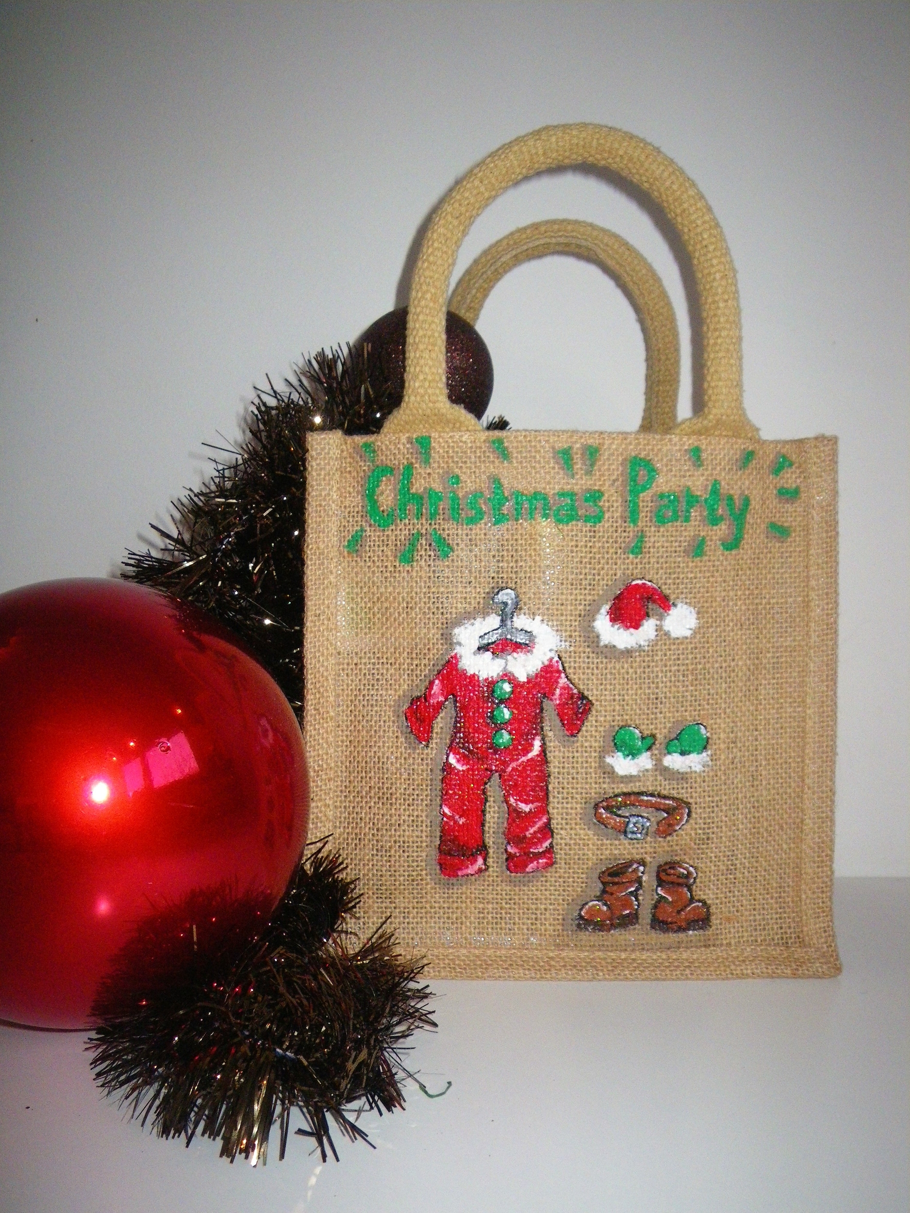 petit sac en jute Christmas party