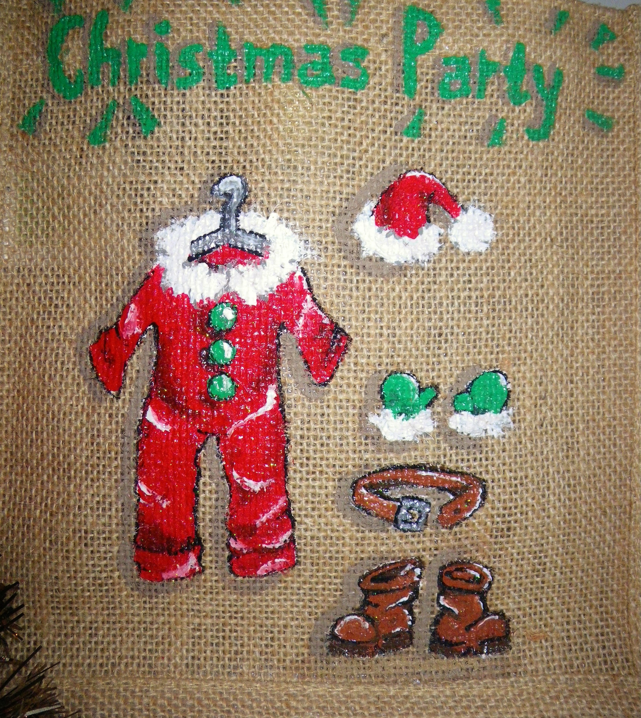 petit sac en jute Christmas party