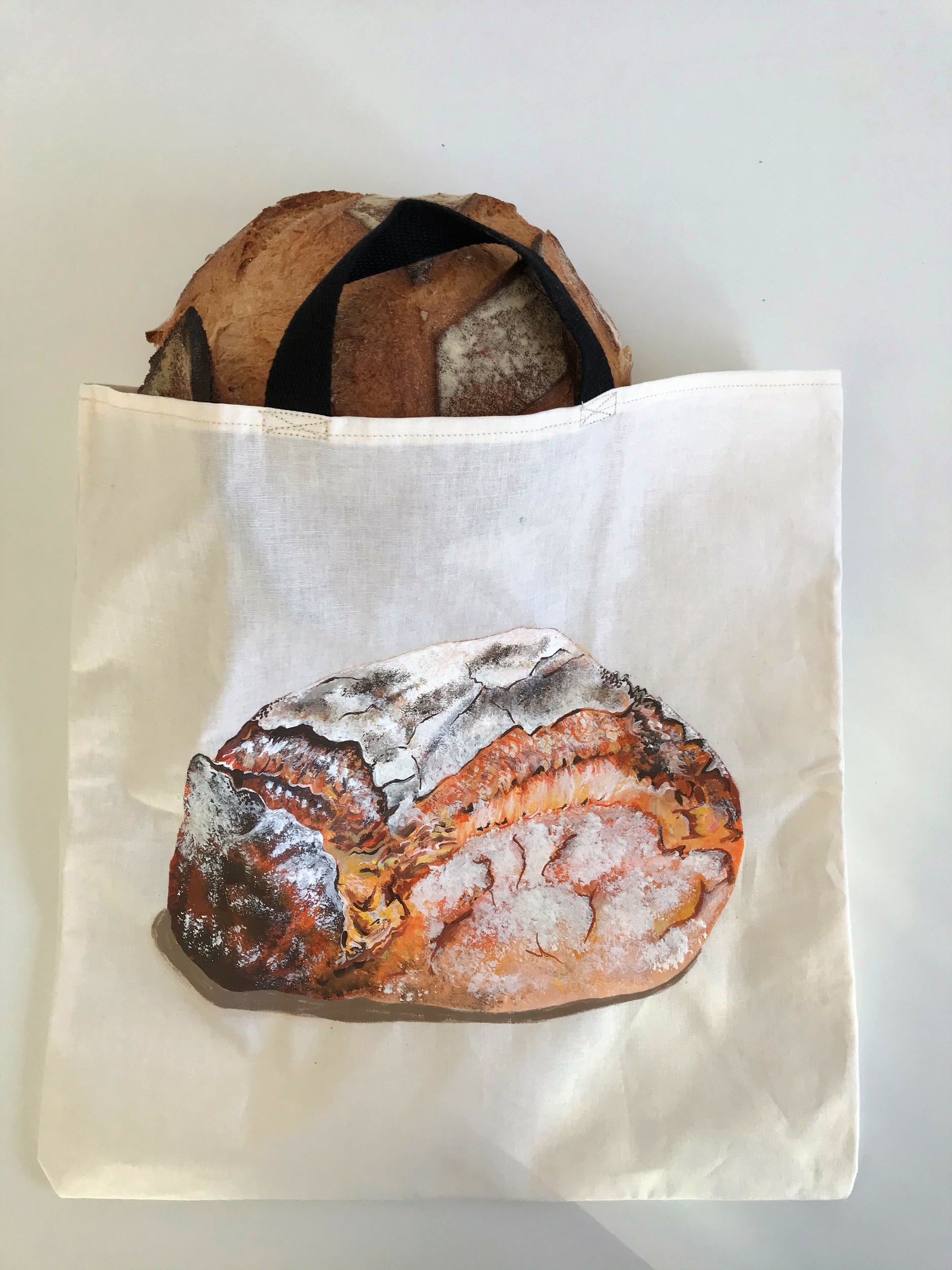 Sac à pain avec miche peinte à la main (3)