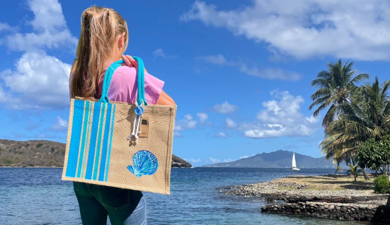 Sacs de plage peints à la main collection Bayadère par Elles et No.