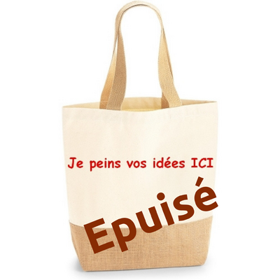 Sac en jute et coton a personnaliser à la main par Elles et No.