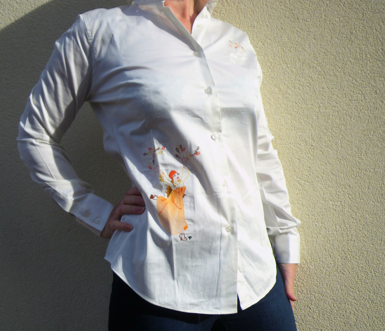 Chemise beige brodée AZUREA