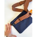sac à main bleu en coton brut avec une tête de tigre peint à la main par Elles et No.