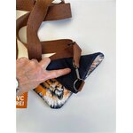 sac à main bleu en coton brut avec une tête de tigre peint à la main par Elles et No.
