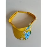 visière jaune avec des hibiscus bleu peints à la main par Elles et No.
