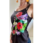 top marron  femme avec un bouquet de fleurs peint à la main par Elles et No.