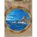 sac en jute wesfordmill avec la tour corse dErbalunga  peint à la main par Elles et No.