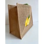 Sac de plage en jute avec de gros citrons peints à la main par Elles et No.