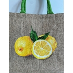 Sac de plage en jute avec de gros citrons peints à la main par Elles et No.