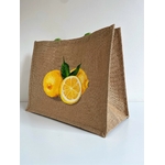 Sac de plage en jute avec de gros citrons peints à la main par Elles et No.