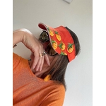 visière orange en coton avec des ananas peints à la main par Elles et No.