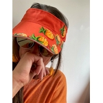 visière orange en coton avec des ananas peints à la main par Elles et No.