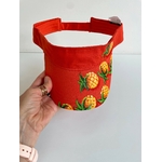 visière orange en coton avec des ananas peints à la main par Elles et No.