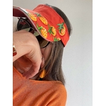 visière orange en coton avec des ananas peints à la main par Elles et No.