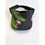 visière noire pour femme avec des flamants roses et des palmes peintes à la main par Elles et No.