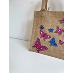 petit sac en jute avec des papillons peints à la main par Elles et No.