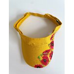 visière jaune en coton. avec des coquelicots peints à la main par Elles et no.