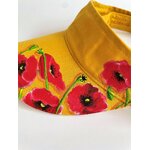 visière jaune en coton. avec des coquelicots peints à la main par Elles et no.