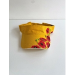 visière jaune en coton. avec des coquelicots peints à la main par Elles et no.