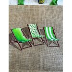 Sac de plage en jute avec des transats dans les tons verts peints à la main par Elles et No.