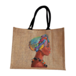Sac jute XL africaine au collier peint à la main par Elles et No.