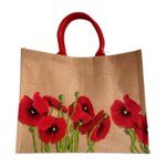 sac XL coquelicot anse rouge peint à la main par Elles et No.