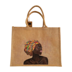 Sac XL jute paillette avec africaine