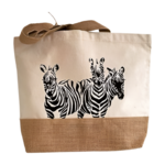 sac en jute et coton avec des zèbres peints à la main par Elles et No.