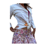chemise femme manches longues coton beige avec un portrait de femme brodé. Elles et No.