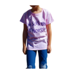 T-shirt fille rose avec message je suis une princesse peint à la main par Elles et No.