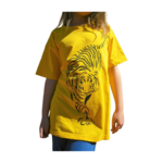 T-shirt enfant jaune avec tigre stylisé peint à la main par Elles et No.