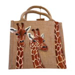 Sac en jute avec girafes rigolotes peintes à la main par Elles et No.