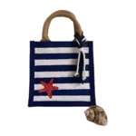 Petit sac marin en jute peint à la main par Elles et No.