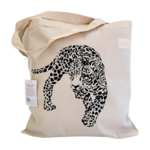 Tote bag coton bio avec un léopard peint à la main